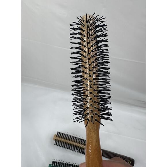 Vintage Spornette Round Bristle Hair Brush Lot Of 3 #826 #973 Wood Handle - Picture 6 of 8